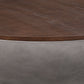 48" Brown And Gray Solid Wood And Concrete Round Coffee Table