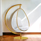 28" White And Gold Acrylic and Faux Leather Balloon Chair