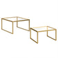 Set of Two 30" Gold Glass And Steel Square Nested Coffee Tables