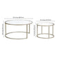 Set of Two 35" Silver Glass And Steel Round Nested Coffee Tables