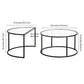 Set of Two 33" Black Glass And Steel Half Circle Nested Coffee Tables