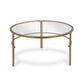 Set of Two 36" Gold Glass And Steel Round Nested Coffee Tables