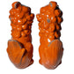 Set of Two Orange Ceramic Dog Sculptures