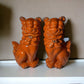 Set of Two Orange Ceramic Dog Sculptures