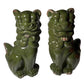 Set of Two Green Ceramic Dog Sculptures