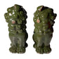 Set of Two Green Ceramic Dog Sculptures