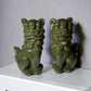 Set of Two Green Ceramic Dog Sculptures