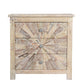 30" Distressed White Three Drawer Starburst Pattern Solid Wood Nightstand