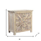 30" Distressed White Three Drawer Starburst Pattern Solid Wood Nightstand