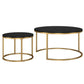 Set of Two 35" Black And Gold Steel Round Nested Coffee Tables