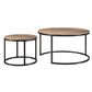 Set of Two 35" Brown And Black Steel Round Nested Coffee Tables