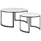 Set of Two 36" White And Black Faux Marble And Steel Round Nested Coffee Tables