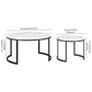 Set of Two 36" White And Black Faux Marble And Steel Round Nested Coffee Tables