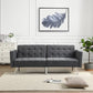 75" Dark Gray Linen Sleeper Sofa With Silver Legs