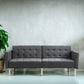 75" Dark Gray Linen Sleeper Sofa With Silver Legs