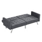 75" Dark Gray Linen Sleeper Sofa With Silver Legs