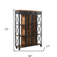 73" Brown Metal and Solid Wood Six Tier Bookcase with Two doors