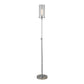 66" Nickel Torchiere Floor Lamp With Clear Transparent Glass Drum Shade