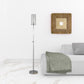 66" Nickel Torchiere Floor Lamp With Clear Transparent Glass Drum Shade