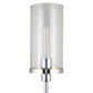66" Nickel Torchiere Floor Lamp With Clear Transparent Glass Drum Shade