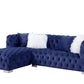 Blue Velvet L Shaped Two Piece Sofa and Chaise Sectional And Toss Pillows