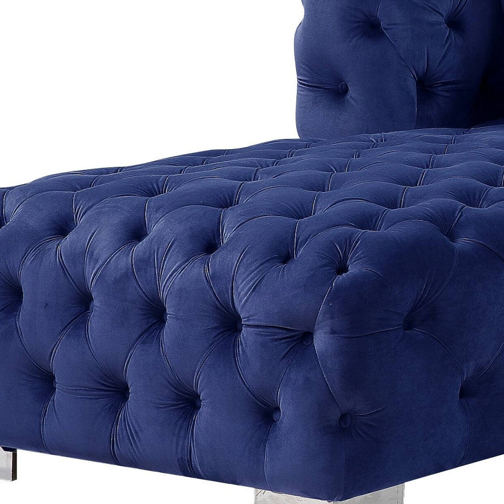 Blue Velvet L Shaped Two Piece Sofa and Chaise Sectional And Toss Pillows