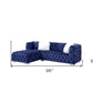 Blue Velvet L Shaped Two Piece Sofa and Chaise Sectional And Toss Pillows