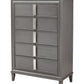 38" Gray Solid Wood Five Drawer Chest