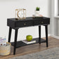 42" Black Solid and Manufactured Wood Floor Shelf Console Table With Storage With Storage