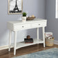 42" White Solid and Manufactured Wood Floor Shelf Console Table With Storage With Storage