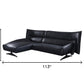 Dark Gray Top Grain Leather L Shaped Two Piece Sofa and Chaise Sectional