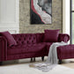 Red Velvet L Shaped Sofa and Chaise Sectional And Toss Pillows