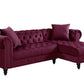 Red Velvet L Shaped Sofa and Chaise Sectional And Toss Pillows