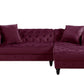 Red Velvet L Shaped Sofa and Chaise Sectional And Toss Pillows