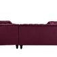 Red Velvet L Shaped Sofa and Chaise Sectional And Toss Pillows