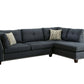 Blue Linen L Shaped Two Piece Sofa and Chaise