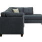 Blue Linen L Shaped Two Piece Sofa and Chaise