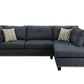 Blue Linen L Shaped Two Piece Sofa and Chaise