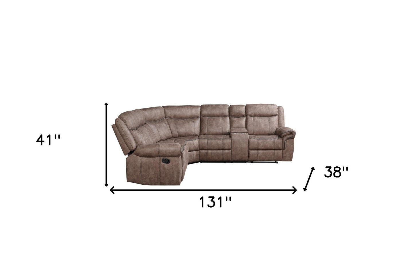 Chocolate Velvet Reclining L Shaped Six Piece Corner Sectional With Console