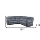 Gray Velvet Reclining L Shaped Six Piece Corner Sectional With Console