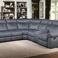 Gray Velvet Reclining L Shaped Six Piece Corner Sectional With Console