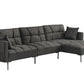 Dark Gray Polyester Modular L Shaped Two Piece Sofa and Chaise Sectional And Toss Pillows