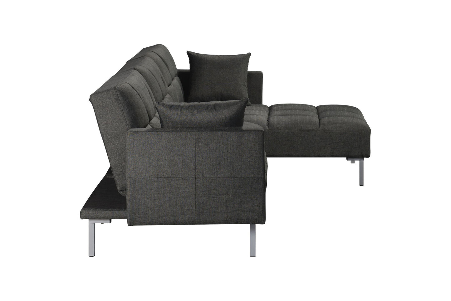 Dark Gray Polyester Modular L Shaped Two Piece Sofa and Chaise Sectional And Toss Pillows