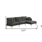 Dark Gray Polyester Modular L Shaped Two Piece Sofa and Chaise Sectional And Toss Pillows