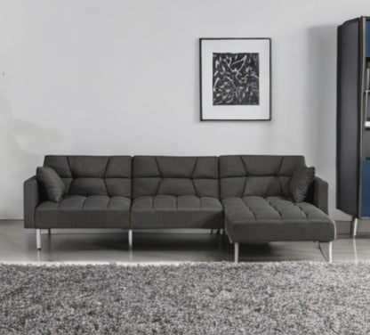 Dark Gray Polyester Modular L Shaped Two Piece Sofa and Chaise Sectional And Toss Pillows