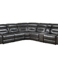 Gray Faux Leather Power Reclining L Shaped Six Piece Corner Sectional With Console