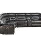 Gray Faux Leather Power Reclining L Shaped Six Piece Corner Sectional With Console