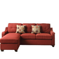 Red Linen L Shaped Two Piece And Toss Pillows