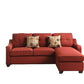 Red Linen L Shaped Two Piece And Toss Pillows