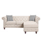 Beige Linen L Shaped Sofa and Chaise Sectional And Toss Pillows